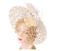 Sombreros Fascinators Tocados de boda for mujer, tocados flores for sombrero, cóctel, diadema, pastillero nupcial(Beige)