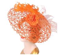 Sombreros Fascinators Tocados de boda for mujer, tocados flores for sombrero, cóctel, diadema, pastillero nupcial(Orange)