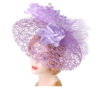 Sombreros Fascinators Tocados de boda for mujer, tocados flores for sombrero, cóctel, diadema, pastillero nupcial(Light Purple)