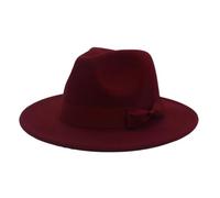 Sombreros Fedora De ala Ancha con Lazo Color Crema For Mujer, Sombrero De Copa De Jazz De Color Liso For Otoño E Invierno, Sombrero De Fieltro For Bodas, Fiestas E Iglesias.(Wine Red,59-61cm)