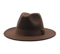 Sombreros Fedora de ala Ancha para Hombres y Mujeres, Sombreros de Vestir para Hombre de Fieltro de Lana Vintage, Gorra Occidental de ala Plana para el otoño de Invierno, Sombrero Fedora de