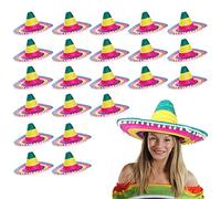 Sombreros para adultos, paquete de 48, sombreros mexicanos multicolor con detalles de pompón blanco, accesorio de disfraz de fiesta mexicana del Cinco de Mayo para hombre y mujer