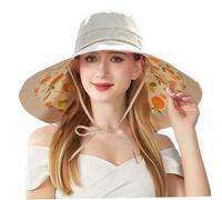 Sombreros para el Sol Protección Solar Transpirable Patrón Naranja y Beige Sombrero Reversible UPF50+ con Correa Ajustable para la Barbilla Verano al Aire Libre Elegante Sombrero de ala Ancha para mu