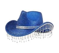 Sombreros para hombre y mujer con lentejuelas y homólogos Tassels Fashionable Cowboy Hats Music and Dance Elegant Hats Cowboy Kindl, azul, Talla única