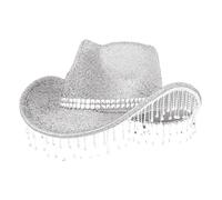 Sombreros para hombre y mujer con lentejuelas y homólogos Tassels Fashionable Cowboy Hats Music and Dance Elegant Hats Cowboy Kindl, plata, Talla única