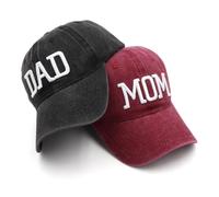 Sombreros para mamá y papá, regalos para parejas, Día del Padre, gorras de béisbol bordadas, Black Dad& Red Mom, talla única