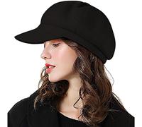 Sombreros para mujer que combinan con todo, sombrero con lengua de pato, boina, sombrero retro de invierno, gorro cálido para niño, Negro , M