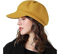 Sombreros para mujer que combinan con todo, sombrero con lengua de pato, boina, sombrero retro de invierno, gorro cálido para niño, amarillo, M