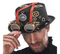 Sombreros steampunk con gafas, disfraz retro de cosplay, vestido de Halloween, accesorios de vestir, disfraz de viajero en el tiempo, juego de accesorios vintage, para vestido de Halloween para