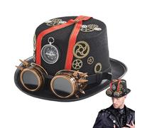 Sombreros steampunk, sombreros para hombre, cosplay gótico vintage, disfraz de viajero para hombre con gafas extraíbles, accesorios steampunk, accesorios de disfraces para adultos, hombres y mujeres