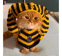 Sombreros y baberos de estilo egipcio para mascotas de Halloween con lana para perro y gato, lindos trajes para mascotas para fiestas (pañuelo para la cabeza + babero, pequeño)