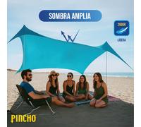 Sombrilla 210x210 cm, Tienda de Playa Portatil Pincho - Refugio Solar con Protección UV UPF50+ - Toldo y Plegable para Camping, Picnic y Pesca - Fácil Montaje con de Arena