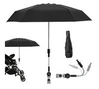 Sombrilla Carro Bebe Universal, Diámetro 90cm, Equipado con Un Soporte Flexible y Universal de 360°, Abrazadera de Fijación, Parasol Carro Bebe Resistente a Los Rayos UV, para Silla de Paseo y Buggy