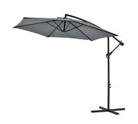 casa.pro Sombrilla Colgante Parasol excéntrico para Balcón Terraza Jardín Diámetro Pantalla 270 cm Protector Ajustable Mástil de Acero con Manivela Gris