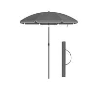 SONGMICS Sombrilla de 160 cm, UPF 50+, Inclinación Bidireccional de 30°, Altura Ajustable, con Bolsa de Transporte, para Balcón Jardín Terraza Playa, sin Base, Gris GPU060G01