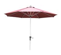 Sombrilla de aluminio de 2,7 m con poste central y 8 varillas, color beige, sin base, ideal para jardín, terraza y terraza, protección solar al aire libre.