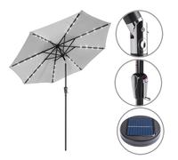 Sombrilla de aluminio LED Miami gris claro Ø270cm