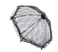 Sombrilla de Encaje con Volantes Vintage Resistente, Ideal para Despedidas de Soltera y Fiestas de té, 16,54 Pulgadas (BLACK)