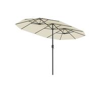 SONGMICS Sombrilla de Jardín 394 x 200 cm, Sombrilla Doble, Extra Grande, Protección UPF 50+, con Manivela, para Terraza Aire Libre, Sin Base, Beige GPU037L01