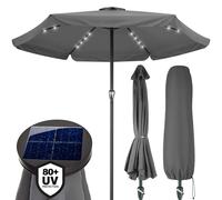 Sombrilla de jardín Atenas antracita Ø330cm 24 LEDs solar