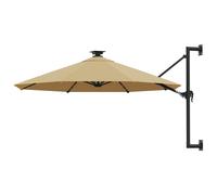 Sombrilla de jardín de pared con luces LED taupe 300 cm