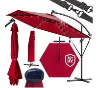 Sombrilla de jardín Haiti roja Ø300cm 24 LEDs solar