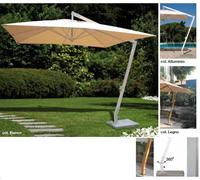 Sombrilla De Jardín Lateral De Aluminio-Madera Blanca Alicante 3x3x3 Con Base