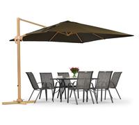 Sombrilla de jardín Siena 3x3m madera con funda marrón Garden Point