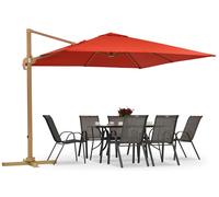 Sombrilla de jardín Siena 3x3m madera con funda roja Garden Point