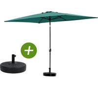 Sombrilla de jardín "sol 2" - rectángulo - 2 x 3 m - verde + placas de pesas incluidas
