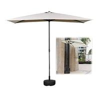 Sombrilla de jardín tipo media sombrilla para balcón con base semicircular, moderna y elegante para espacios pequeños o para colocar contra la pared o la ventana, altura ajustable de 170 cm a 255 cm