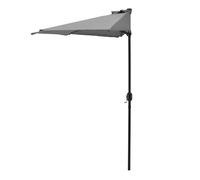 casa.pro Sombrilla de Media Pantalla Eger Sombrilla Terraza Exterior con Manivela Parasol Semicircular para Jardín Acero Tejido 100% Poliéster 160 g/m² 300 x 150 x 230 cm Gris