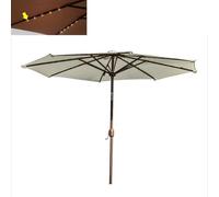 Sombrilla de patio al aire libre de 270 cm con 40 luces LED solares, inclinación ajustable y manivela para jardín, balcón, piscina, sombrilla de jardín beige para sombra y ambiente
