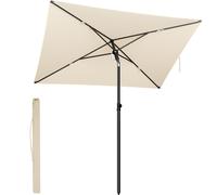 SONGMICS Sombrilla de Patio, 232 x 149 cm, Parasol de Exterior, Protección UPF 50+, Techo Inclinable, Jardín Terraza Playa, Bolsa de Transporte, Base No Incluida, Beige GPU043LZ01