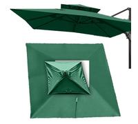 Sombrilla de patio cuadrada de 3 x 3 metros,tela de repuesto con 8 varillas,cubierta superior de repuesto anti-UV(Green Double top 3x3m/10ftx10ft)