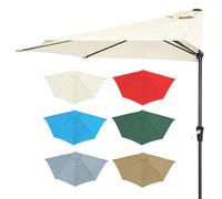 Sombrilla De Patio Media Redonda 5 Costillas, Ø270cm 300cm Parasol De Poliéster Protección UV Impermeable, Cubierta De Toldo De Repuesto Para Exteriores Terraza Porche Delantero(Off-white,3m)