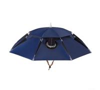 Sombrilla de pesca con ventilador de doble capa plegable para pescadores de lago, río, diadema ajustable, color azul bebé (un solo ventilador-blanco)