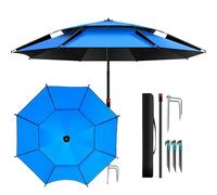 Sombrilla de Playa de 1,8 m/2 m/2,2 m/2,4 m/2,6 m, Resistente al Viento, para Patio, protección Solar, sombrilla de jardín inclinable, sombrilla Ligera Ajustable 360° para jardín, Arena y césped