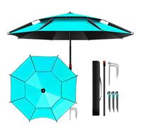 Sombrilla de Playa de 1,8 m/2 m/2,2 m/2,4 m/2,6 m, Resistente al Viento, para Patio, protección Solar, sombrilla de jardín inclinable, sombrilla Ligera Ajustable 360° para jardín, Arena y césped