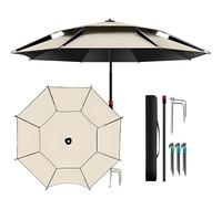 Sombrilla de Playa de 1,8 m/2 m/2,2 m/2,4 m/2,6 m, Resistente al Viento, para Patio, protección Solar, sombrilla de jardín inclinable, sombrilla Ligera Ajustable 360° para jardín, Arena y césped