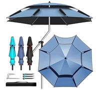 Sombrilla de Playa de 6,6/7,2/7,9/8,5 pies, sombrilla de Patio, Resistente al Viento, Ligera, inclinable, sombrilla de Pesca, Ajustable 360°, Gran protección Solar con Ancla, para jardín y Mercado
