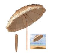 Sombrilla de playa hawaiana Tiki de 8 pies con soporte inclinable y plegable, protección UPF 50+, bolsa de transporte portátil, ideal para playa, piscina y uso al aire libre