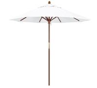Sombrilla de Playa jardín de 2,25 m,Mesa de Madera para Exteriores,Redonda,con 8 Varillas,polea de Cuerda,Poste Desmontable y Techo ventilado.