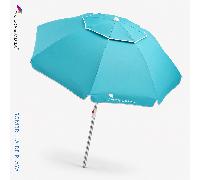 Sombrilla de Playa Portátil Inclinable 160/180 cm con Ventilación, Poliéster con Revestimiento Plateado, Varillas de Fibra de Vidrio, Mástil de Acero y