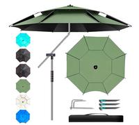 Sombrilla de Playa Resistente al Viento con mástil inclinable, sombrilla Patio protección Solar, jardín portátil, Pesca Ligera y Ajustable para Arena 2 m