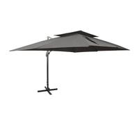 Sombrilla de semáforo, techo doble ancho, antracita 400 x 300 cm, protección UV de poliéster, parasol para terraza al aire libre, marco de aluminio robusto giratorio de 360 °