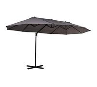 Sombrilla Doble Parasol Grande Inclinable para Jardín PatioTerraza Playa con Manivela Abrir y Cerrar Fácilmente 12 Varillas de Acero Ofrece Una Alta Estabilidad Color Gris y Negro 270x440x250cm