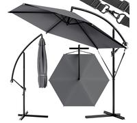 Sombrilla en voladizo de aluminio antracita Ø330cm Protección UV 30+ con protección contra el viento