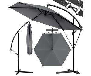 Sombrilla en voladizo de aluminio antracita Ø330cm Protección UV 30+ con protección contra el viento