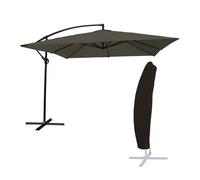 Sombrilla excéntrica molokai cuadrada 2,7x2,7 m color gris + funda